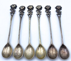 Antika Eski Gümüş Çay Kaşığı Seti (6 Adet) AOB1732 - Gökçekoleksiyon