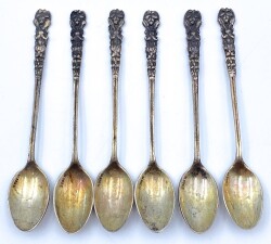 Antika Eski Gümüş Çay Kaşığı Seti (6 Adet) AOB1733 - Gökçekoleksiyon