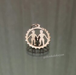 Antika Gümüş El ve Kalem İşi Burç Kolye MVT220 - Gökçekoleksiyon