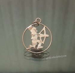 Antika Gümüş El ve Kalem İşi Burç Kolye MVT223 - Gökçekoleksiyon