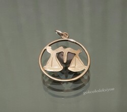Antika Gümüş El ve Kalem İşi Burç Kolye MVT226 - Gökçekoleksiyon