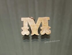 Antika Gümüş El ve Kalem İşi Harf Kolye MVT222 - Gökçekoleksiyon