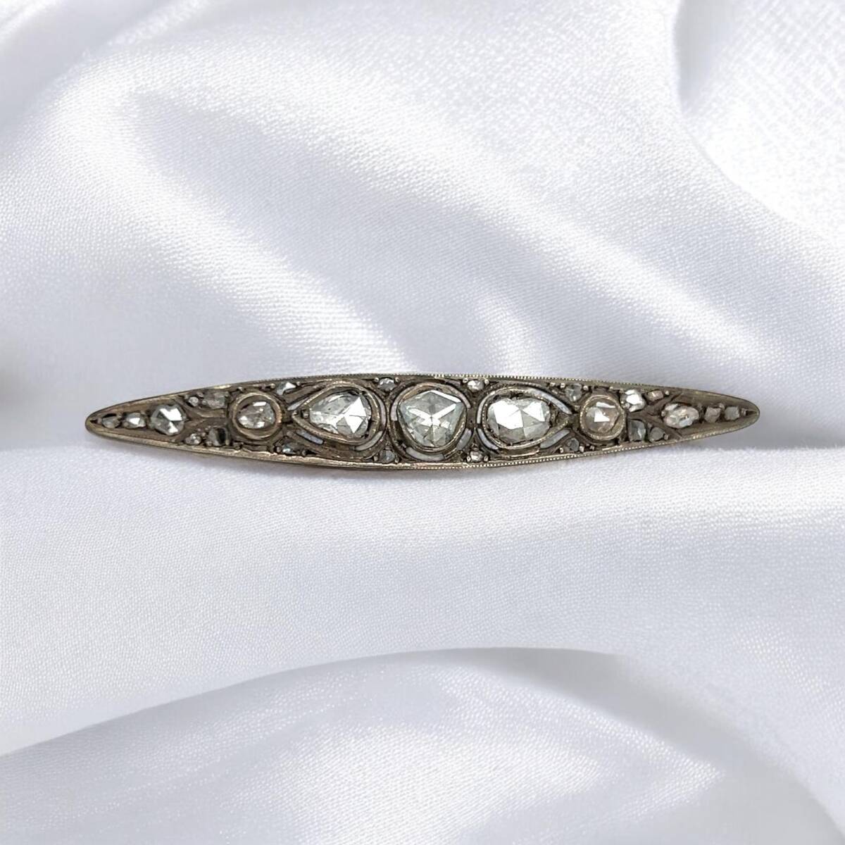 Antika Gümüş Elmas Taşlı Broş ELM290 #5.74 - 3