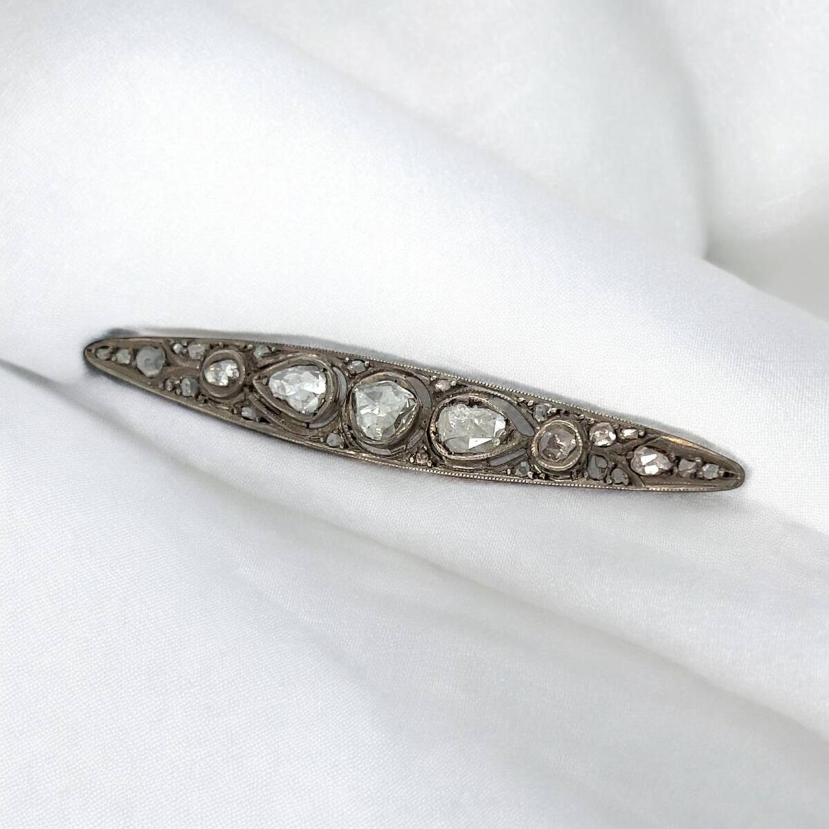 Antika Gümüş Elmas Taşlı Broş ELM290 #5.74 - 2