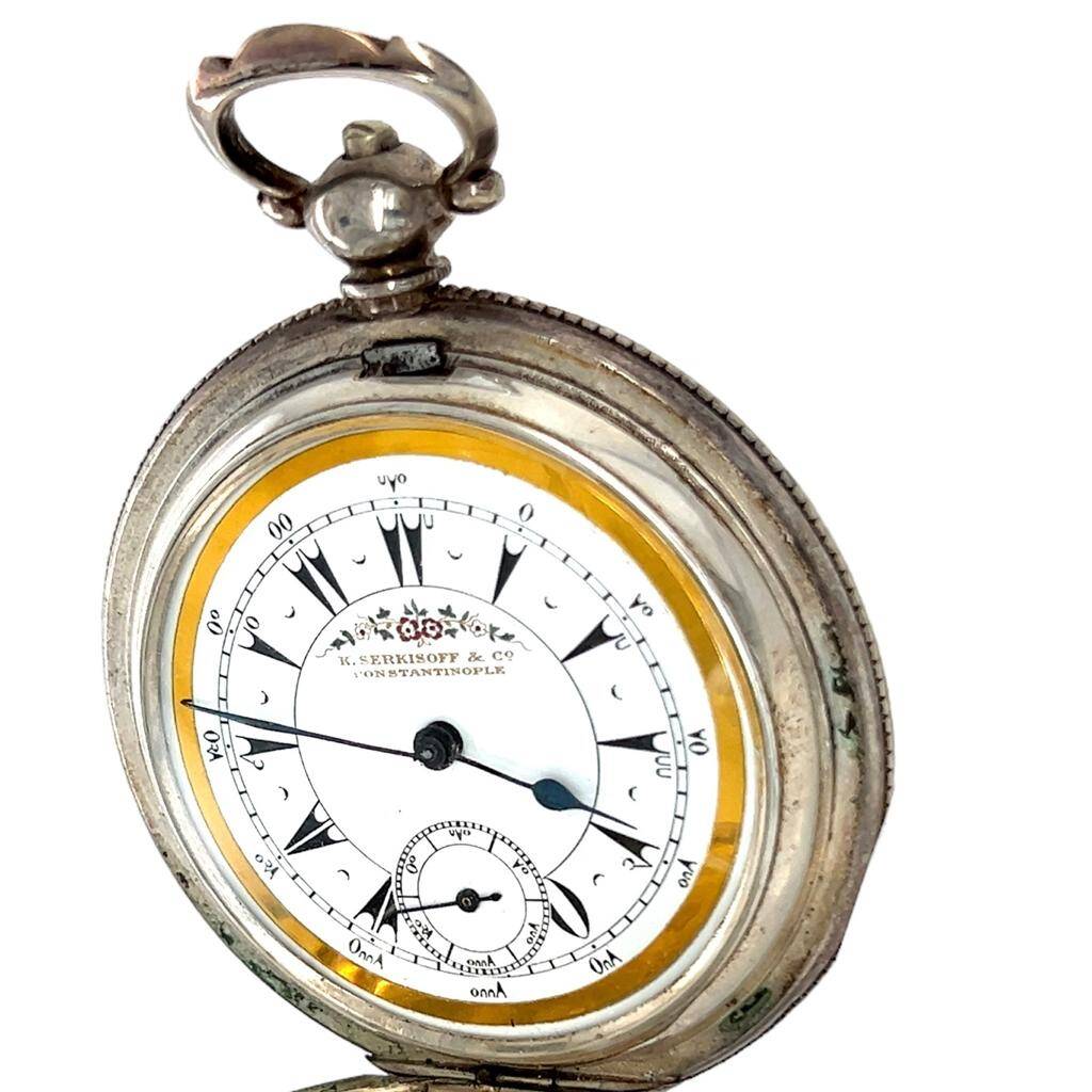 Antika K.Serkısoff & Co Constantınople Gümüş Anahtar Kurmalı Cep Saati SAA091 #13.80 - 4