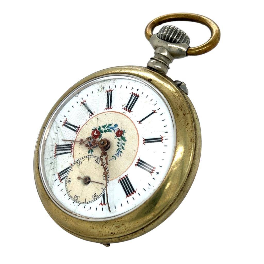 Antika Porselen Mineli Avrupa Metal Kurmalı Cep Saati - EBY193 - 2