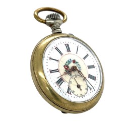 Antika Porselen Mineli Avrupa Metal Kurmalı Cep Saati - EBY193 - Gökçekoleksiyon