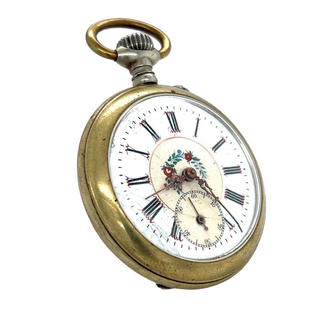 Antika Porselen Mineli Avrupa Metal Kurmalı Cep Saati - EBY193 - 1