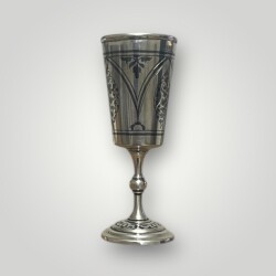 Antika Rus 875 Ayar Savat (Niello) İşçilikli Gümüş Kadeh – Zarif Koleksiyonluk AOB6070 - 6