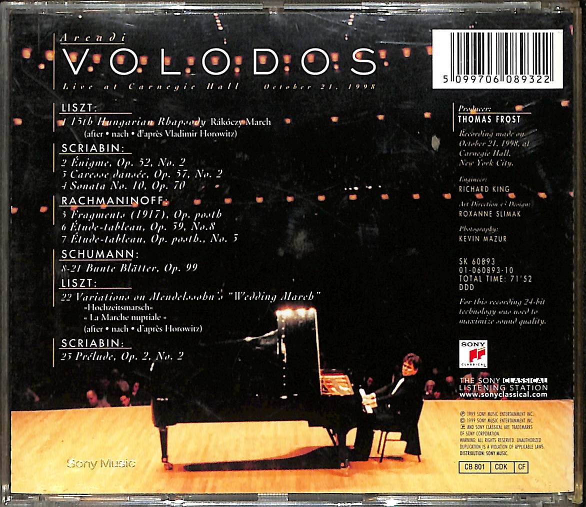 Areadi Volodos - Live of Carnegie Hall CD (İkinci El) CD4011 - 2