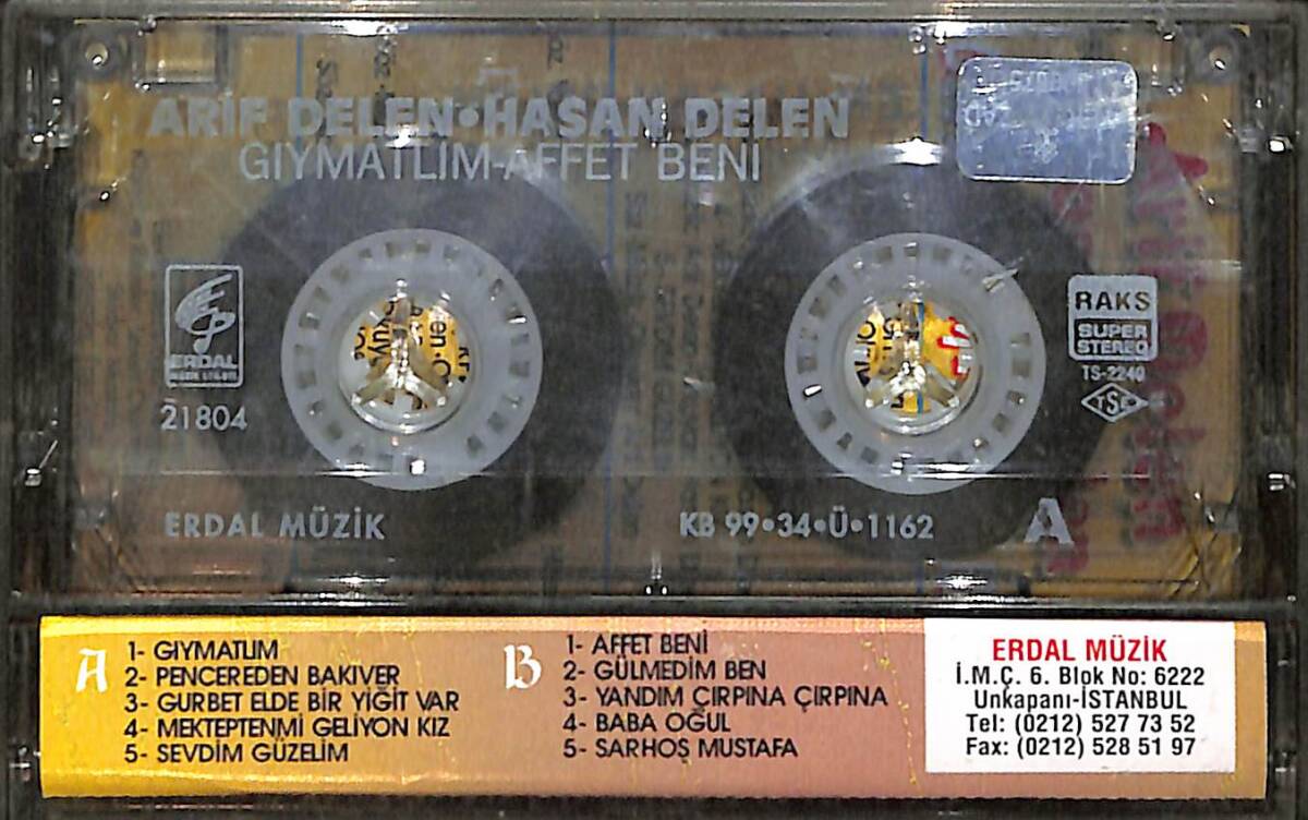 Arif Delen & Hasan Delen - Gıymatlım Affet Beni Kaset (İkinci El) KST29204 - 2