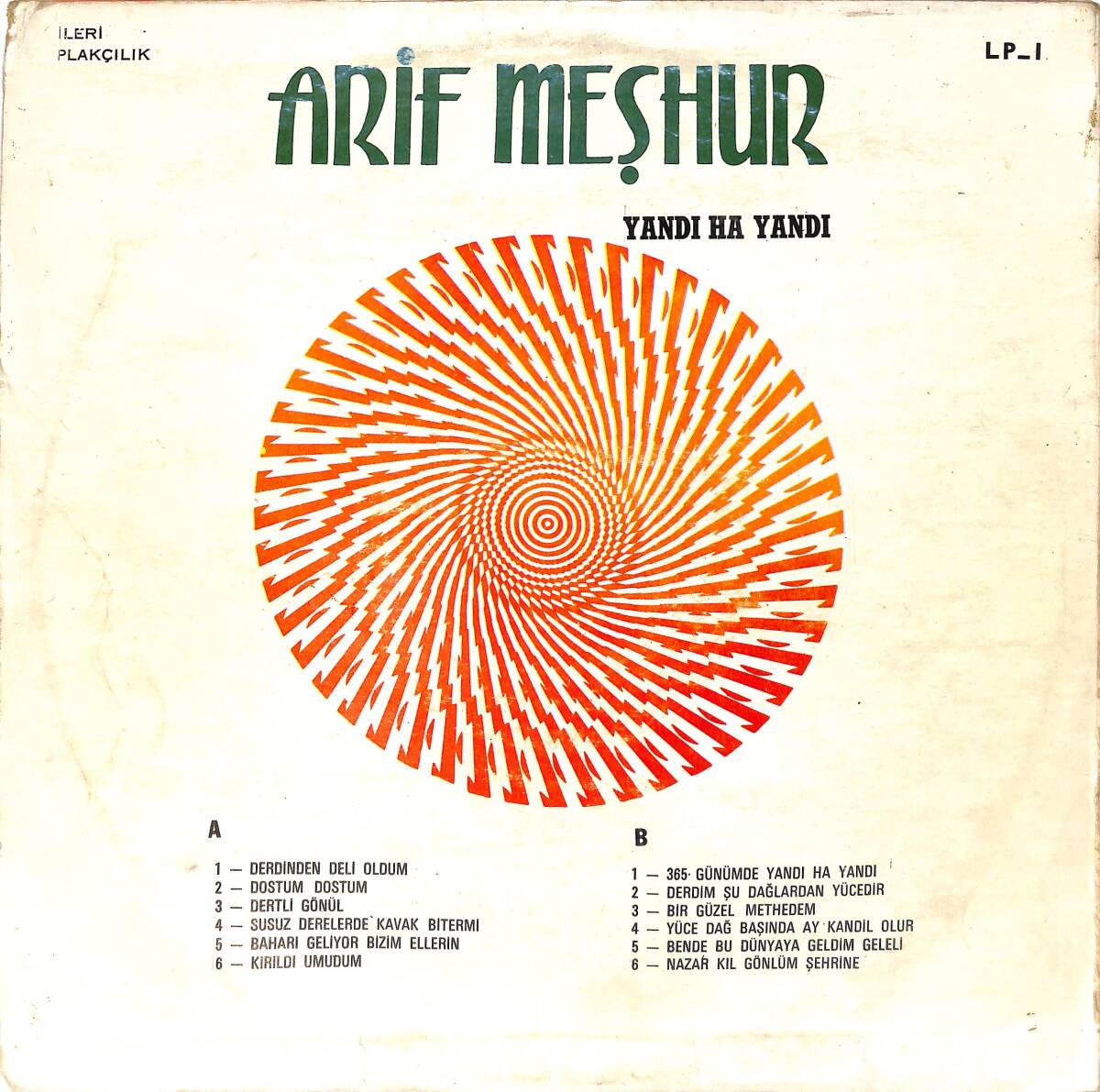 Arif Meşhur - Yandı Ha Yandı LP PLAK (10/7) PLK26487 - 2