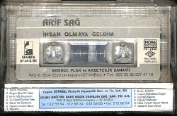 Arif Sağ – İnsan Olmaya Geldim Orijinal Kaset (İkinci El) *Sembol Plak ve Kasetçilik - Beyaz Bandrol - Kağıt Baskı - 1987* KST29954 - 2