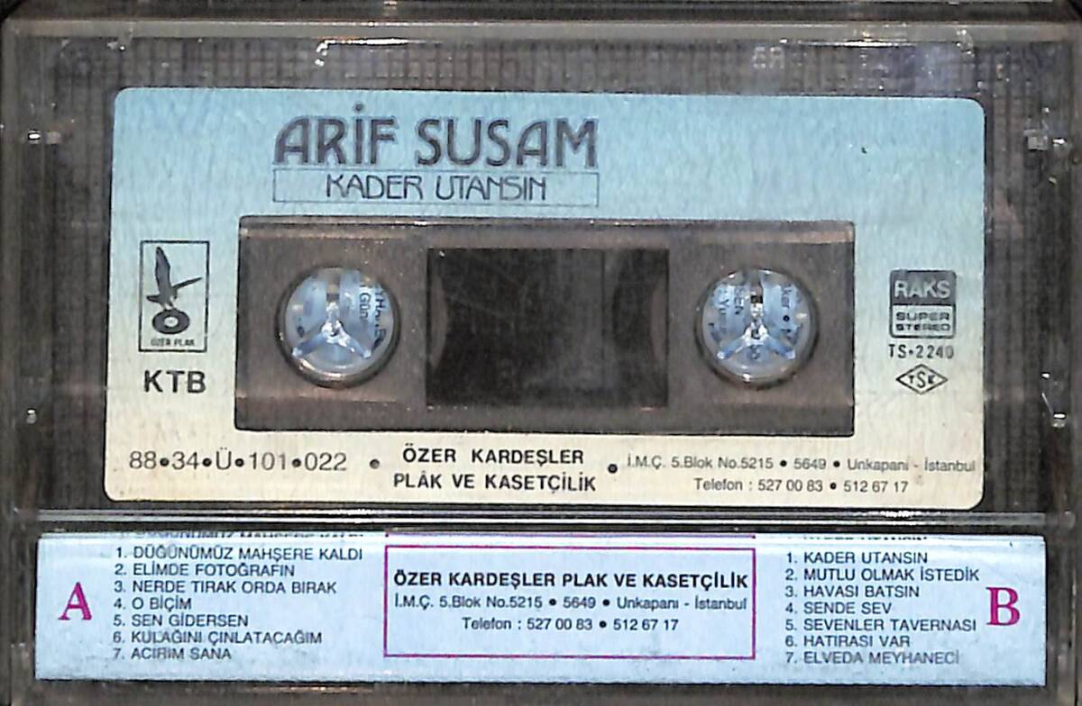 Arif Susam - Kader Utansın Orijinal Kaset (İkinci El) * Kâğıt Baskı * KST30915 - 2