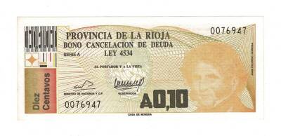 Arjantin 10 Centavos 1986 Provincia De La Rioja YKP7785 - 1