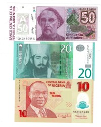 Arjantin/Sırbistan/Nijerya Yabancı Kağıt Para Lotu ÇİL YKP8326 - 1