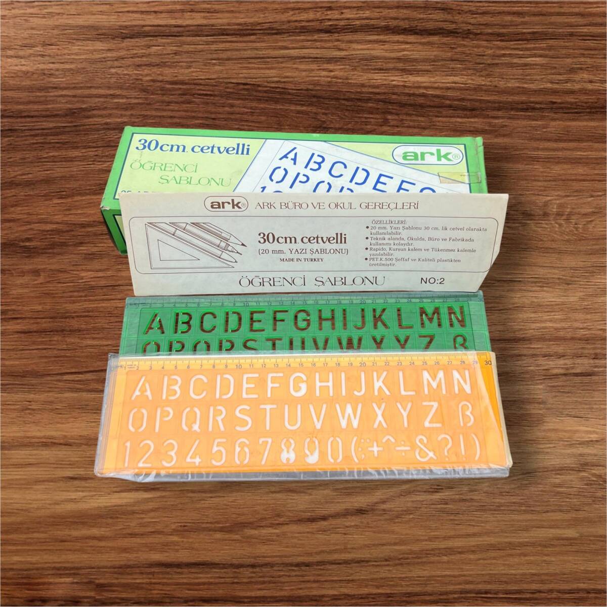 ARK 30cm Cetvelli Öğrenci Harf Şablonu 24'lü Dolu Paket AOB8566 - 2
