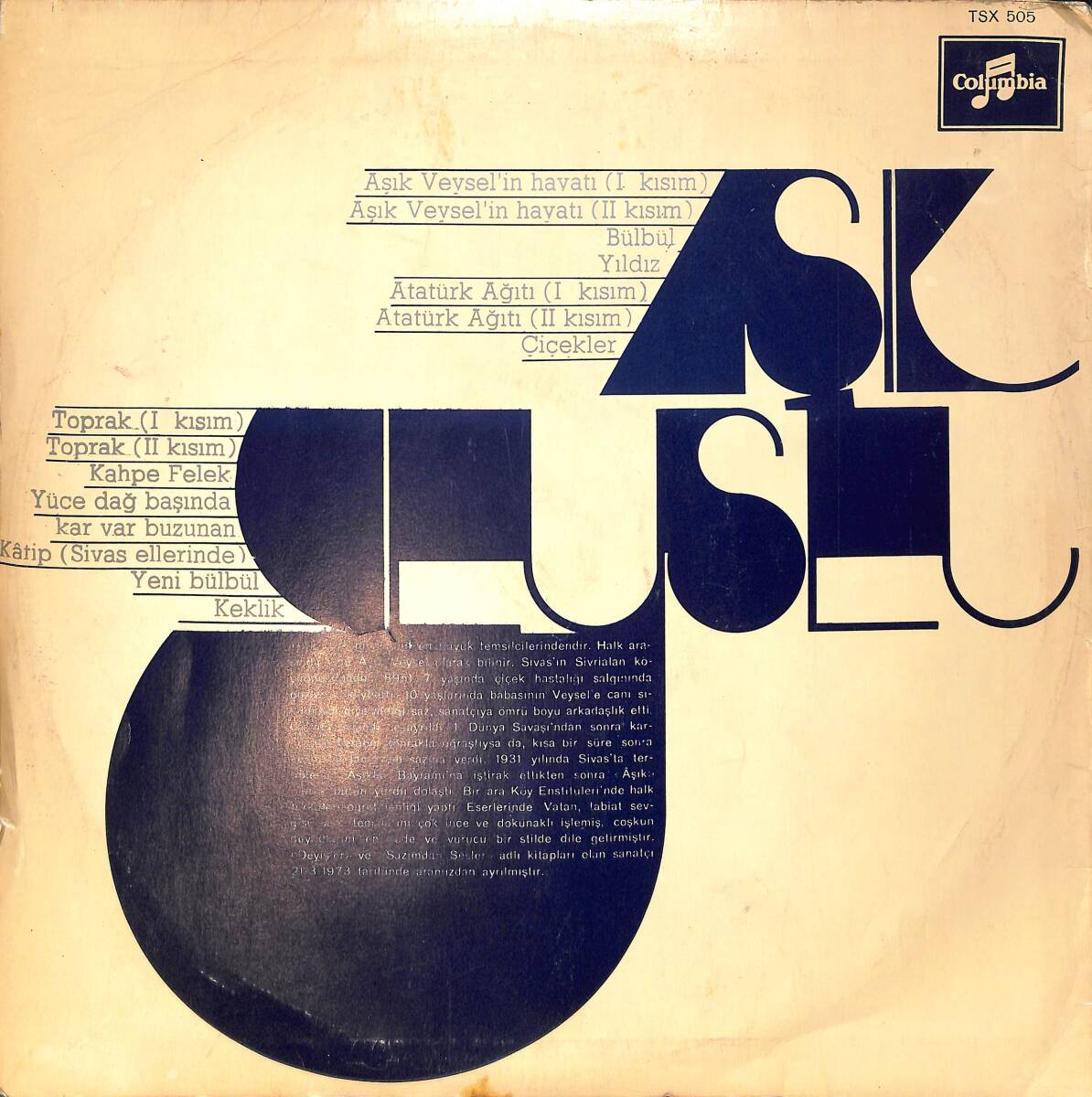 Aşık Veysel - Aşık Veysel'in Hayatı (1. ve 2. Kısım) , Toprak LP PLAK (10/8.5) PLK25926 - 4