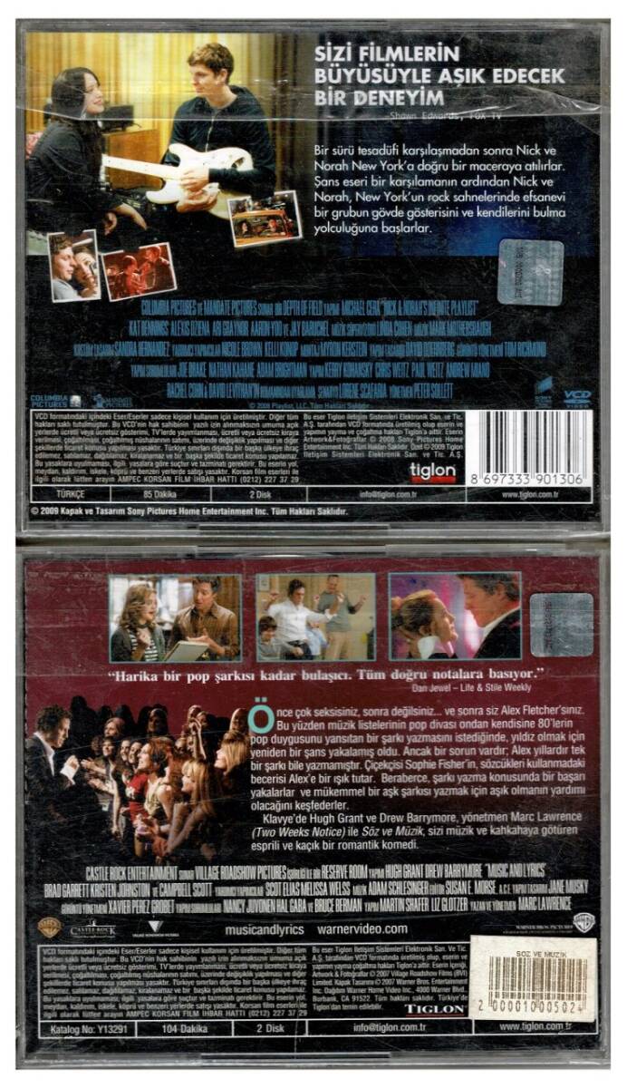 Aşk Listesi Söz ve Müzik - 2 Adet VCD Film VCD1027 - 2