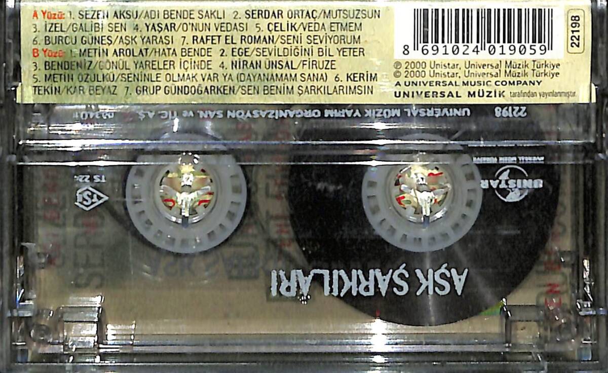 Aşk Şarkıları - Sezen Aksu/Serdar Ortaç/İzel/Yaşar Çelik Orijinal Kaset (İkinci El) KST30369 - 2