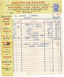 Aslanlar Pazarı Sivas - Deterjan - Kahve - Sana Yağı Faturası EFM1996 - 1