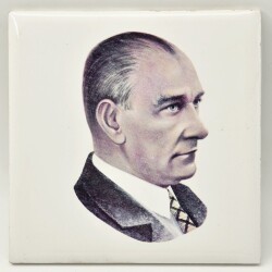 Atatürk Portresi İşlenmiş Seramik (11x11cm) AOB1290 - Gökçekoleksiyon