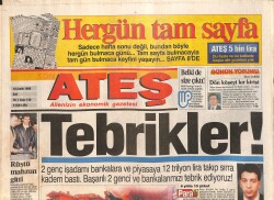 Ateş Gazetesi 10 Aralık 1996 - Beşiktaş'ta Soğuk Savaş - Gülşen, Pijama Gidince Cevher Göründü GZ3153 - Gökçekoleksiyon