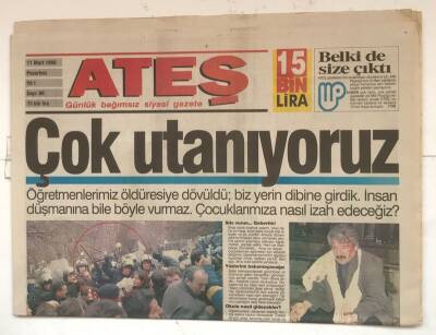 Ateş Gazetesi 11 Mart 1996 - Eşkiya Ataköye İndi GZ8247 - 1
