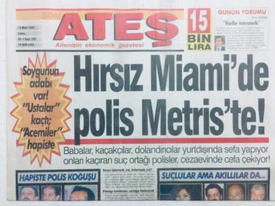 Ateş Gazetesi 14 Mart 1997 - Hırsız Miamide Polis Metriste GZ43232 - 1