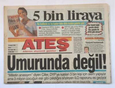 Ateş Gazetesi 15 Kasım 1996 - Suikast İhbarları Liderleri Korkuttu GZ8781 - 1