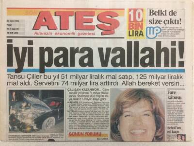 Ateş Gazetesi 20 Ekim 1996 - İyi Para Vallahi Çillerin Serveti GZ35947 - 1