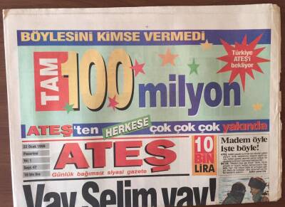 Ateş Gazetesi 22 Ocak 1996 - Meclis Başkanlığı Şans Getirmiyor GZ6753 - 2