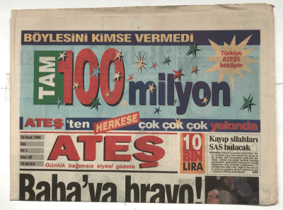 Ateş Gazetesi 23 Ocak 1996 - Türk Politikasının Efsanevi İsimlerinden Kasım Gülek Törenle Uğurlandı GZ5517 - 1