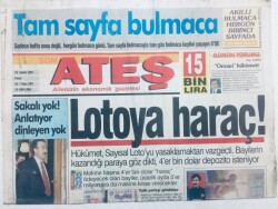 Ateş Gazetesi 23 Şubat 1997 - DYP Karıştı, Lotoya Haraç GZ43231 - 1