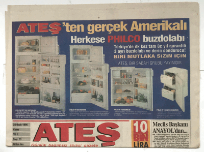 Ateş Gazetesi 26 Ocak 1996 - Laik 15 ANAPlı Aranıyor GZ5525 - 2