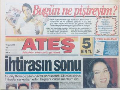 Ateş Gazetesi 27 Ağustos 1996 - Kısmetsiz Türkan Sultan GZ42397 - 1