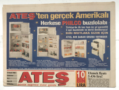 Ateş Gazetesi 27 Ocak 1996 - Tofaş İhracatta Gaza Bastı GZ5523 - 2
