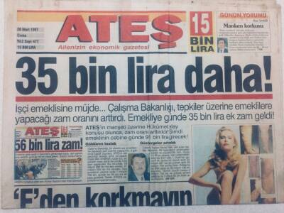 Ateş Gazetesi - 28 Mart 1997 - İşçi Emeklisine Müjde GZ46869 - 1