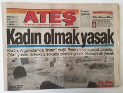 Ateş Gazetesi 29 Eylül 1996 -Afganistan da Kadın İnsan Değil GZ11009 - 1