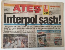 Ateş Gazetesi 31 Ekim 1996 -İnterpol Şaştı Kaldı GZ11010 - 2