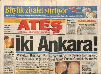 Ateş Gazetesi 7 Eylül 1996 - Saddam Sıkıştırdı Bölücüler Kuzey Irakta 10 Kampa Yığıldı GZ123171 - 1