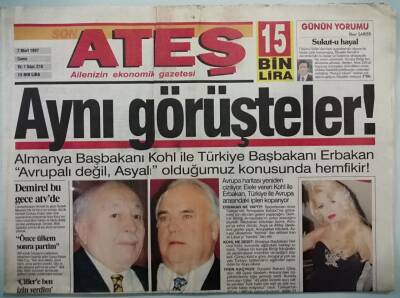 Ateş Gazetesi 7 Mart 1997 Erbakan Meclisin Arkasına Saklanıyor -GZ37871 - 1