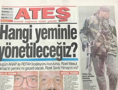 Ateş Günlük Bağımsız Siyasi Gazete 17 Şubat 1996- Hangi Yeminle Yönetileceğiz ? GZ36522 - 1