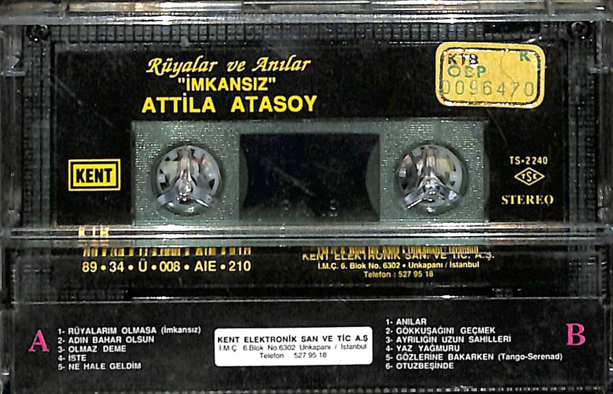 Atilla Atasoy - Rüyalar Ve Anılar ''İmkansız'' Orijinal Kaset (İkinci El) KST30568 - 2