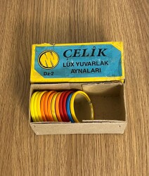 Çelik Lüx Yuvarlak Aynaları Kısmen Dolu Kutu.1990s AOB4813 - 2