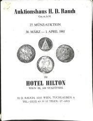 AUKTİONSHAUS H.D. RAUDH GES. M.B.H. 27. MÜNZ,AUKTION 1 APRIL 1981 HOTEL INTERCONTINENTAL NDR70100 - Gökçekoleksiyon