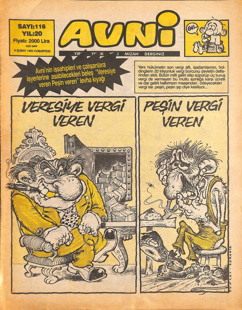 Avni Mizah Dergisi 8 Şubat 1992 Sayı 116 NDR94907 - 1