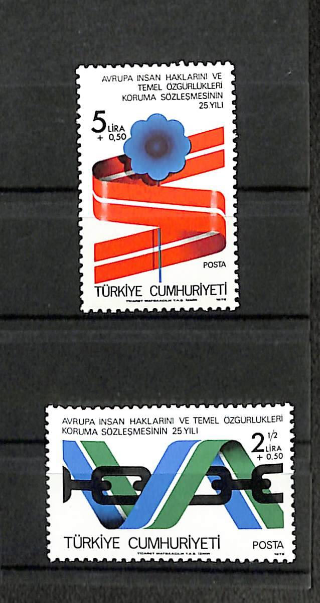 Avrupa İnsan Haklarını ve Temel Özgürlükleri Koruma Sözleşmesinin 25.Yılı , 2'li Pul Seri PPT2372 - 1