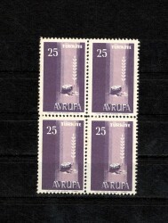 Avrupa Konseyi / Kampanyası Temalı 25 Kuruşluk Yardım Pulu (Dörtlü Blok, Damgasız / MNH) PPT2558 - Gökçekoleksiyon