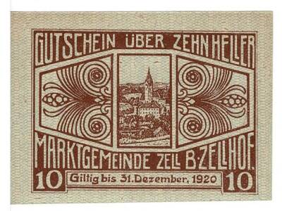 Avusturya 10 Heller 1920 ÇİL *Bad Zell* YKP5748 - 2